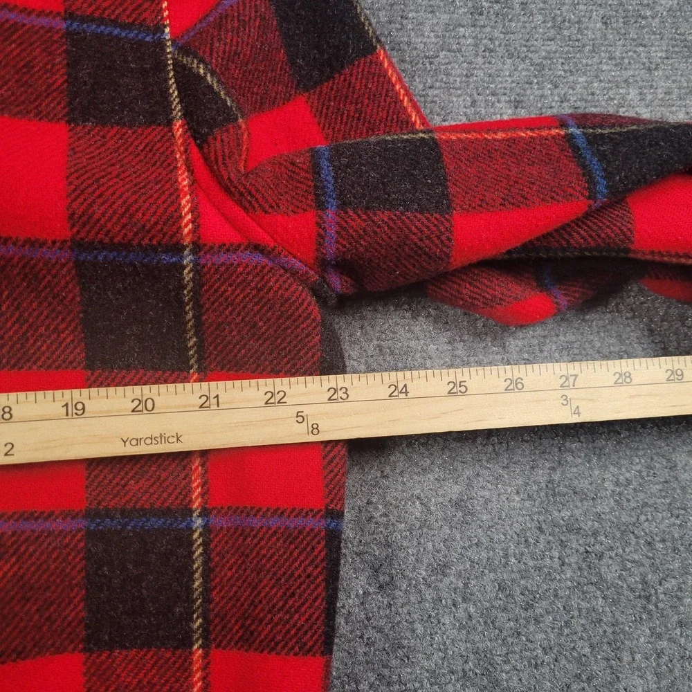 Pendleton Wool Buffalo Plaid Jacket Women's M Red Black Tartan Crop Made‎ USA